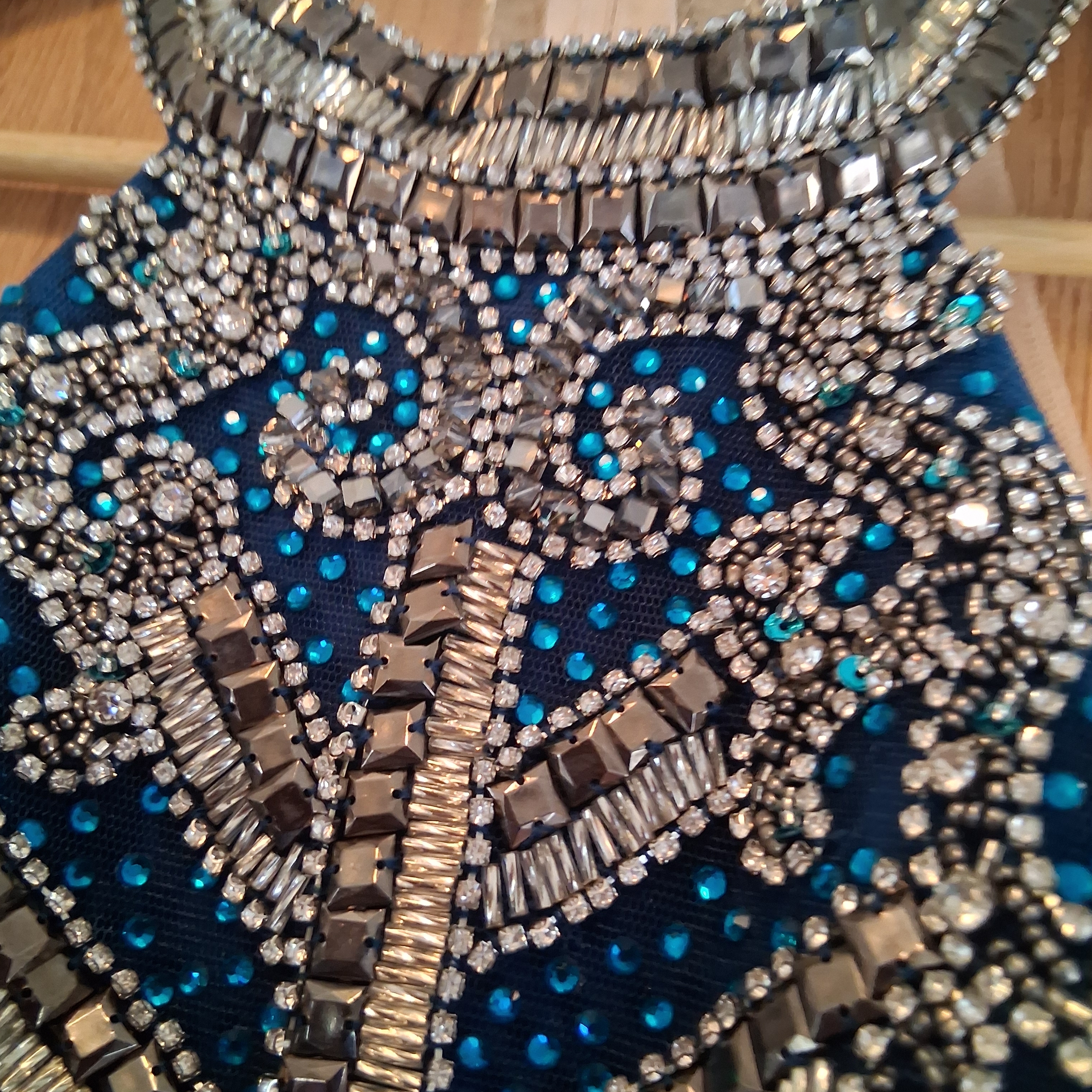 Embellished Blue And Silver Top